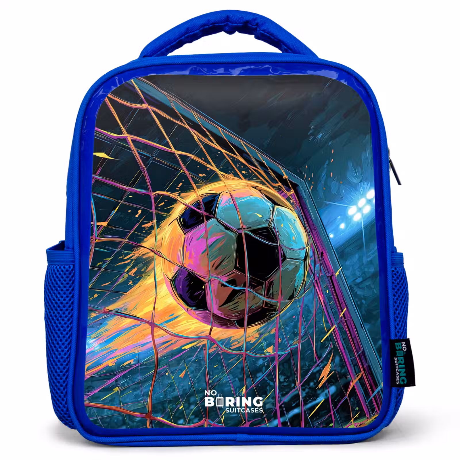 Kinderrucksack - Blau - Neon - Netz - Fußball - Farbenfroh — 1