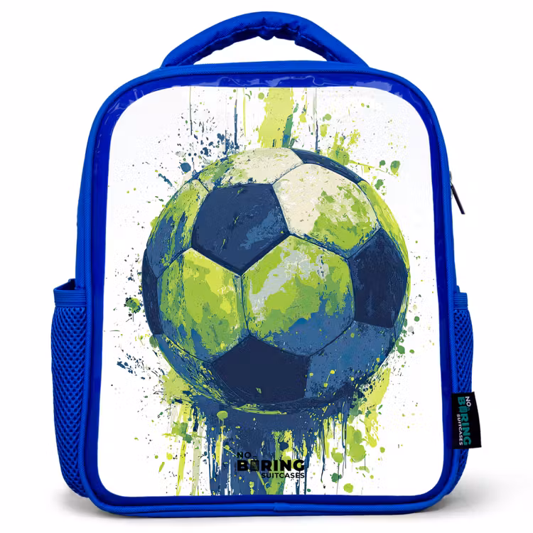 Kinderrucksack - Blau - Fußball - Farbe - Grün - Blau — 1
