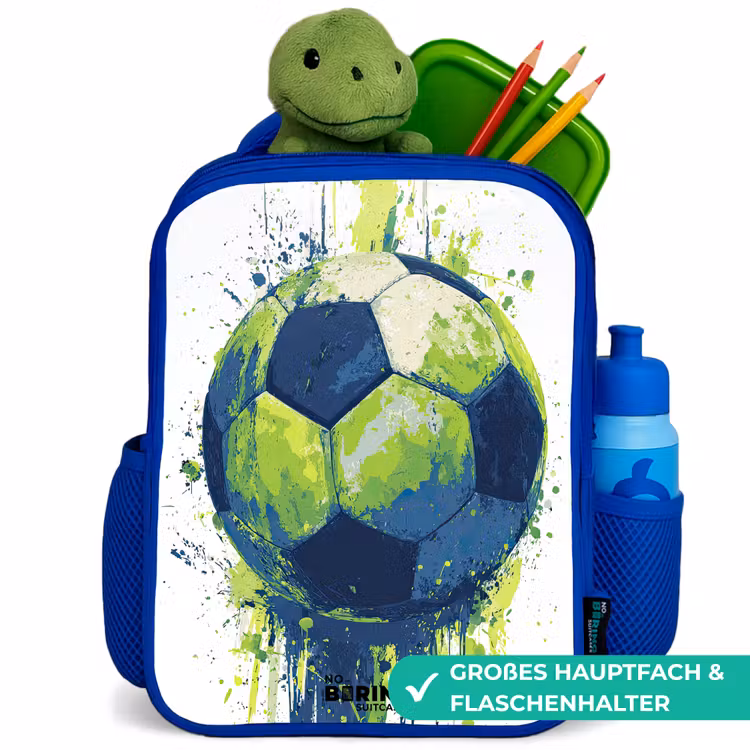 Kinderrucksack - Blau - Fußball - Farbe - Grün - Blau — 3