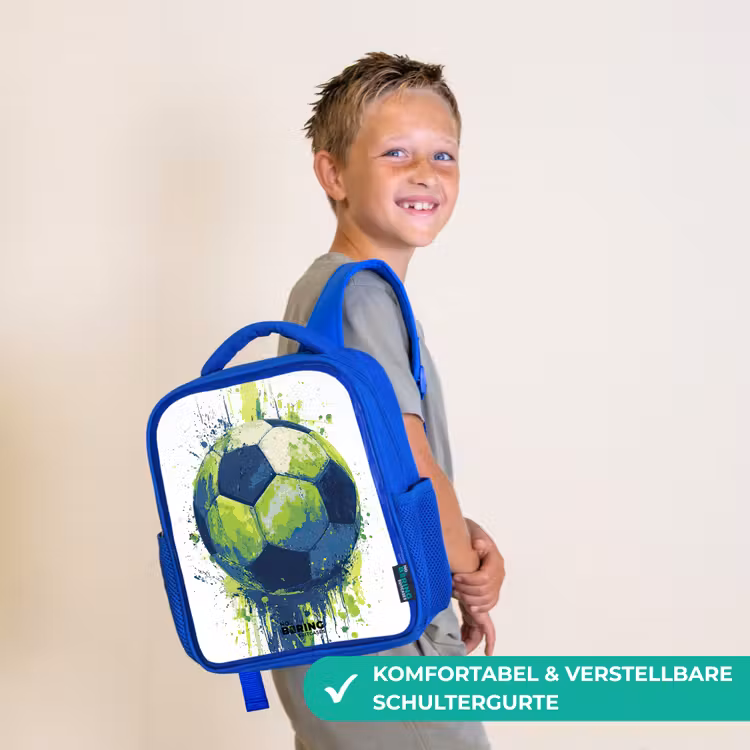 Kinderrucksack - Blau - Fußball - Farbe - Grün - Blau — 5