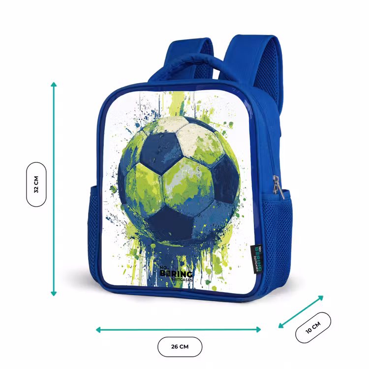 Kinderrucksack - Blau - Fußball - Farbe - Grün - Blau — 6