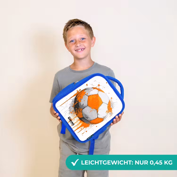 Kinderrucksack - Blau - Fußball - Farbe - Orange — 4