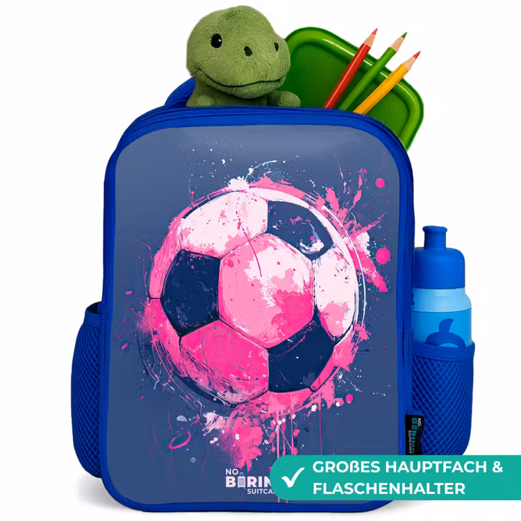 Kinderrucksack - Blau - Fußball - Farbe - Rosa - Blau — 3
