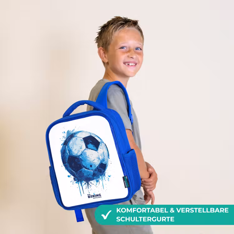 Kinderrucksack - Blau - Fußball - Farbspritzer - Blau - Ball — 5