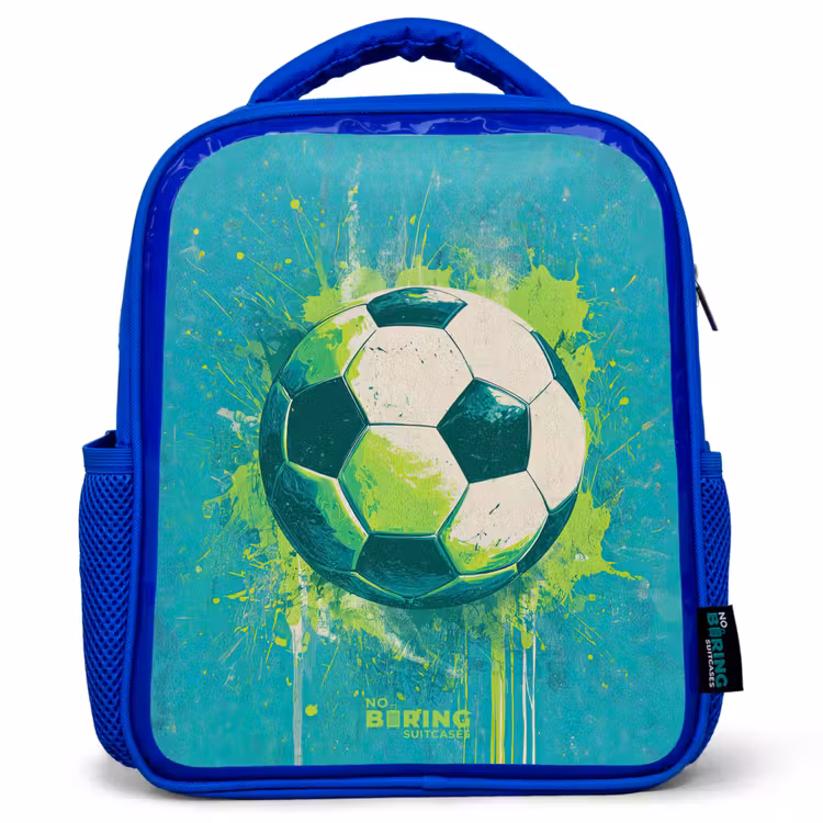 Kinderrucksack - Blau - Fußball - Farbspritzer - Grün - Blau — 1