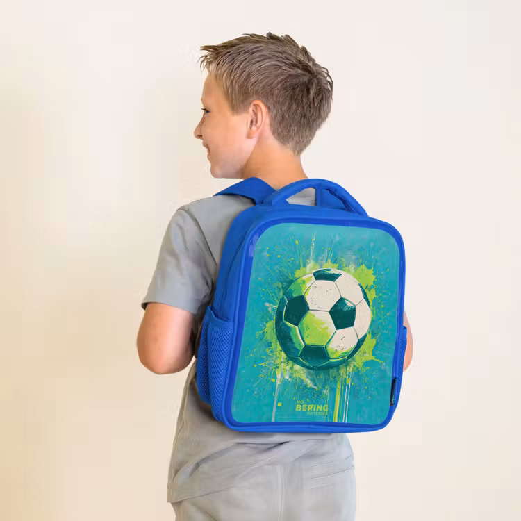 Kinderrucksack - Blau - Fußball - Farbspritzer - Grün - Blau — 2
