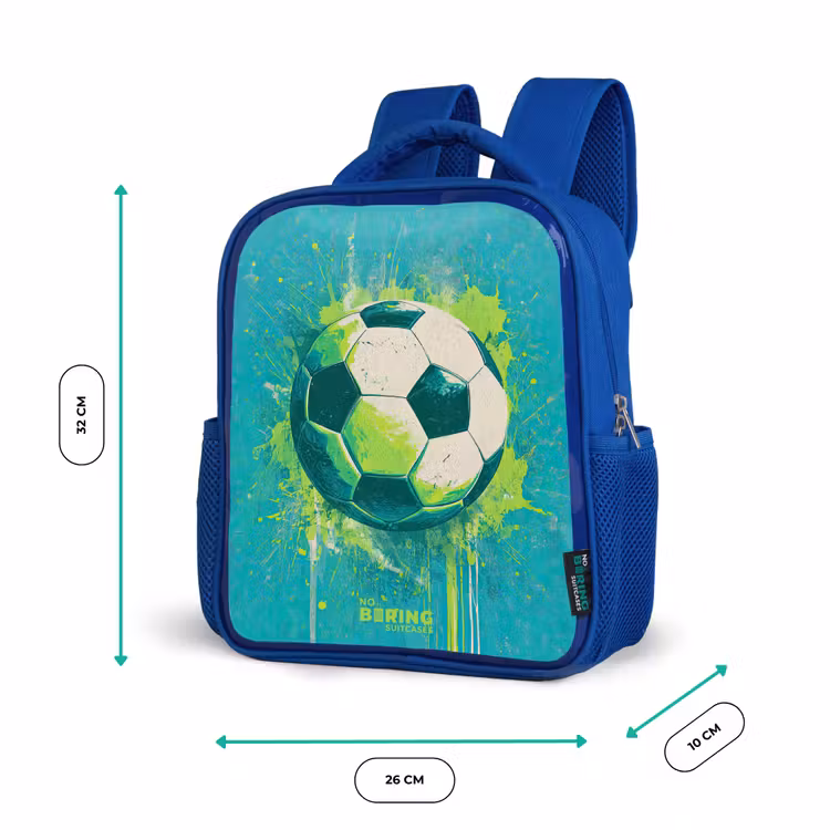 Kinderrucksack - Blau - Fußball - Farbspritzer - Grün - Blau — 6