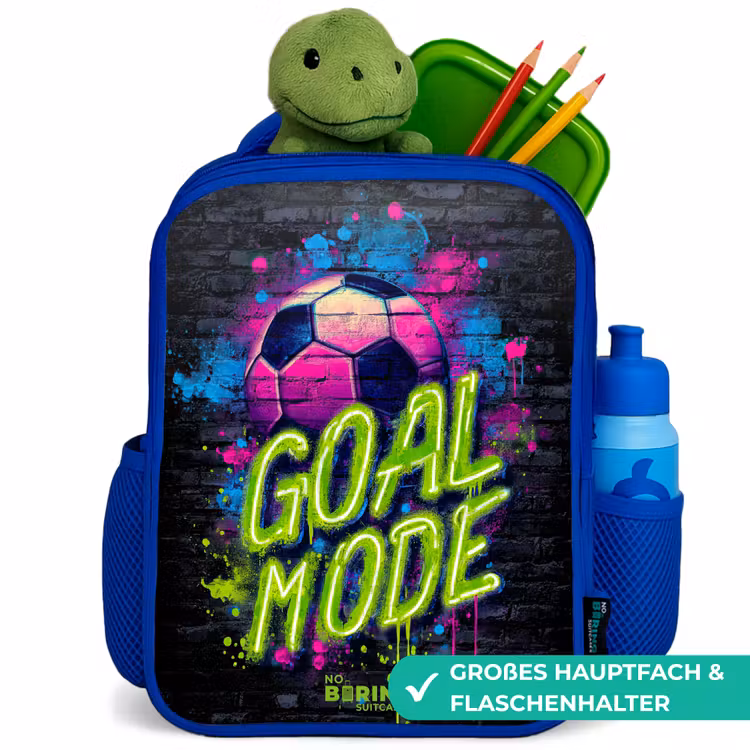 Kinderrucksack - Blau - Neon - Graffiti - Fußball - Farbenfroh — 3