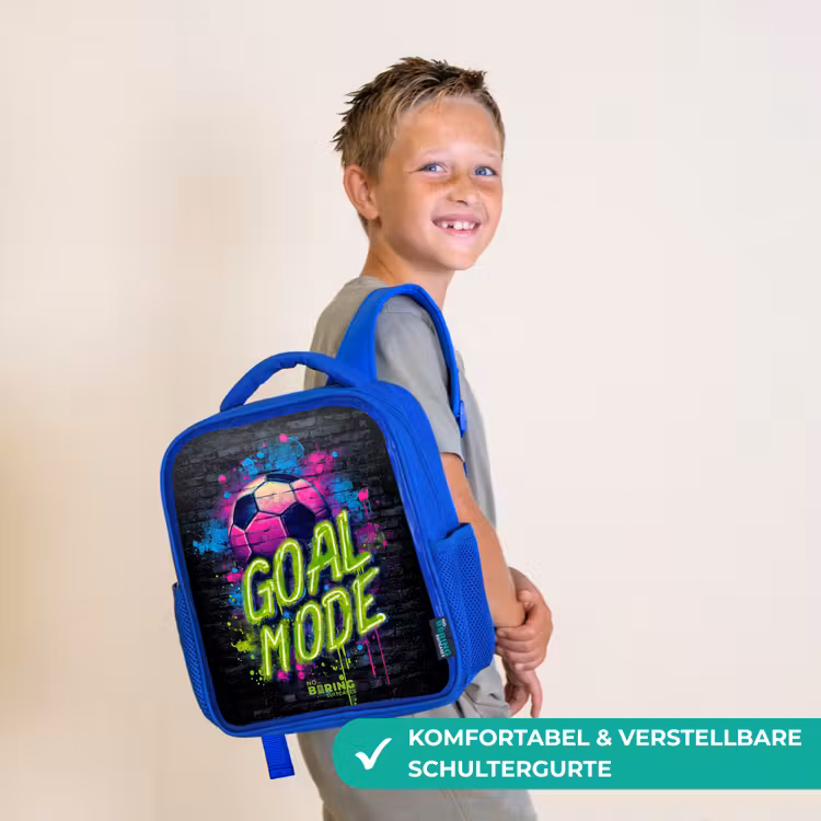 Kinderrucksack - Blau - Neon - Graffiti - Fußball - Farbenfroh — 5