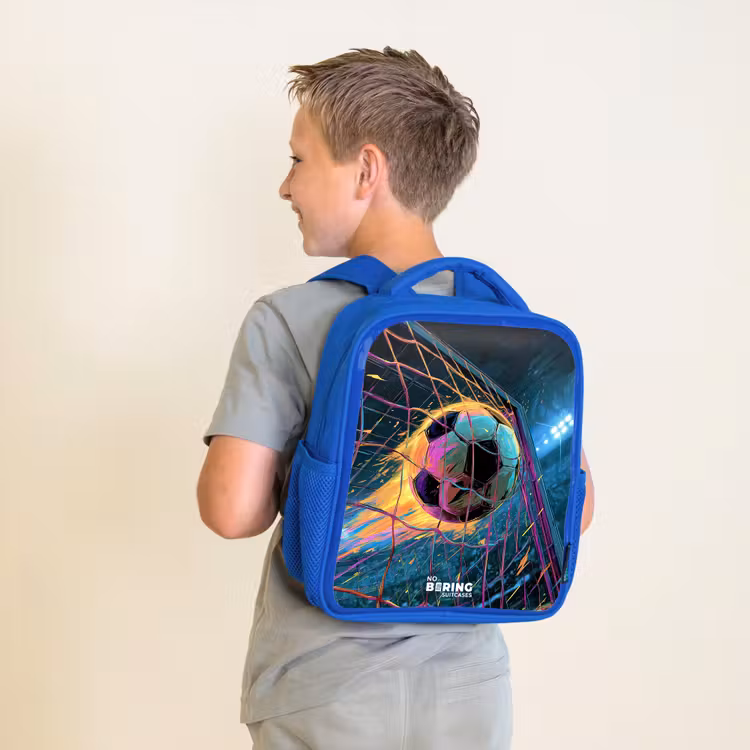 Kinderrucksack - Blau - Neon - Netz - Fußball - Farbenfroh — 2