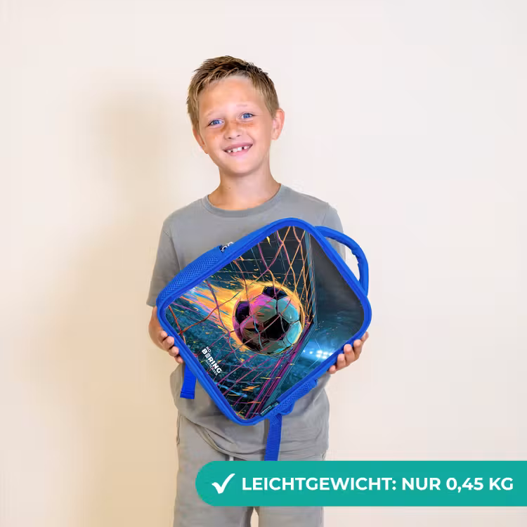 Kinderrucksack - Blau - Neon - Netz - Fußball - Farbenfroh — 4