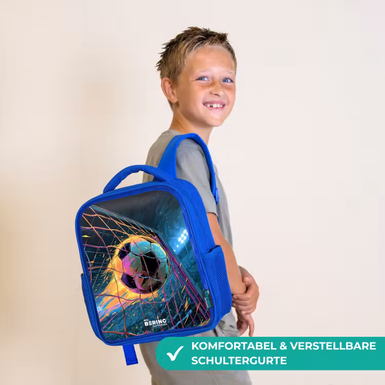 Kinderrucksack - Blau - Neon - Netz - Fußball - Farbenfroh — 5