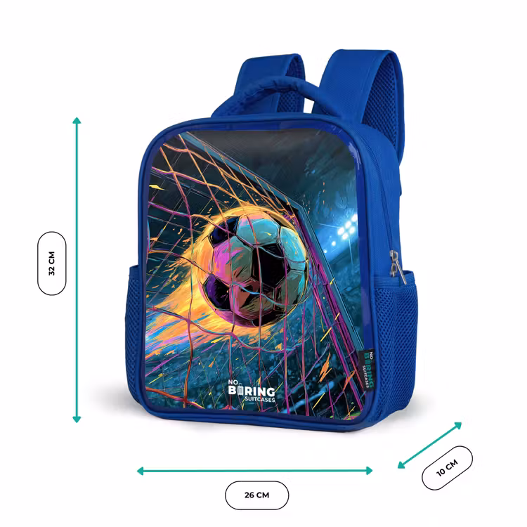 Kinderrucksack - Blau - Neon - Netz - Fußball - Farbenfroh — 6