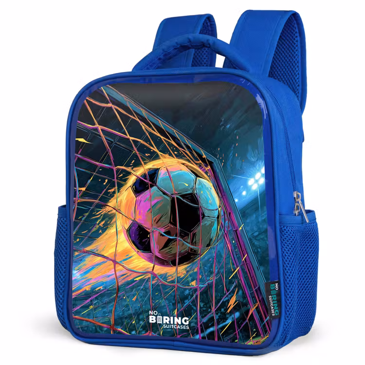 Kinderrucksack - Blau - Neon - Netz - Fußball - Farbenfroh — 7