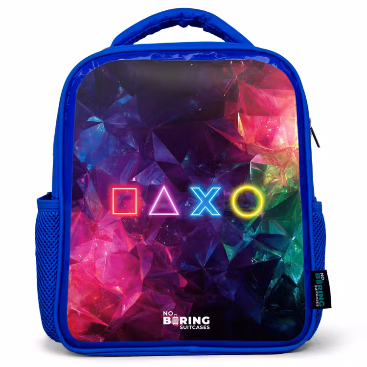 Kinderrucksack - Blau - Controller - Symbole - Neon — 1