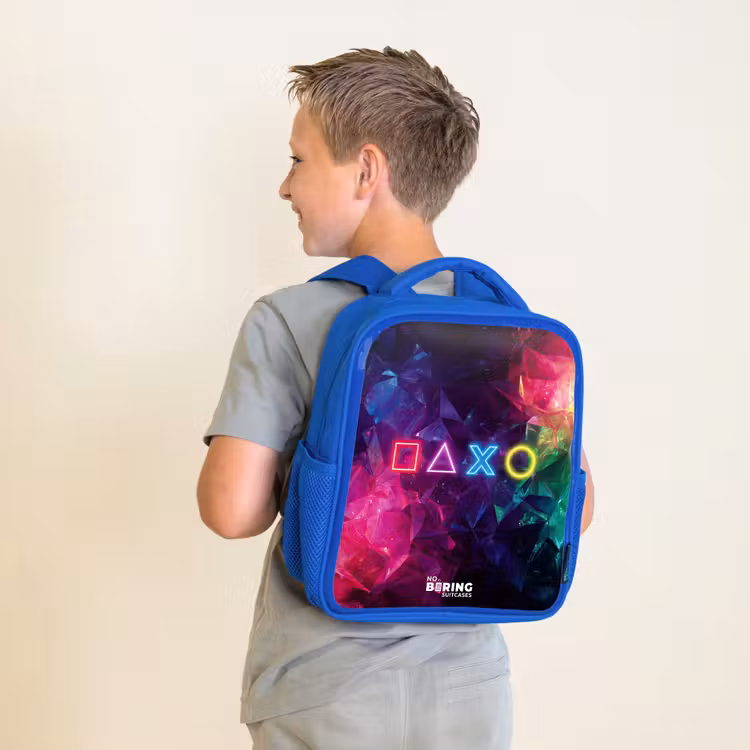 Kinderrucksack - Blau - Controller - Symbole - Neon — 2