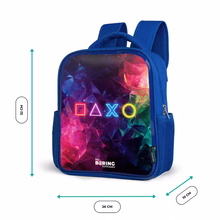 Kinderrucksack - Blau - Controller - Symbole - Neon — 6