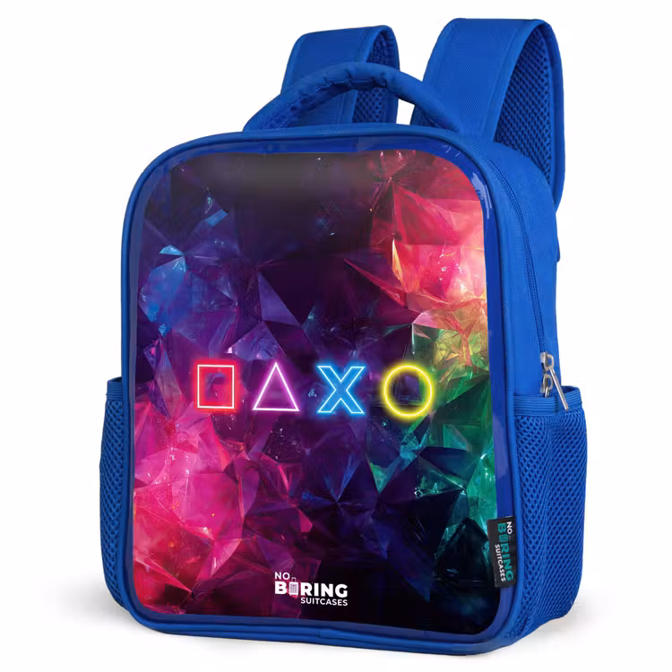 Kinderrucksack - Blau - Controller - Symbole - Neon — 7