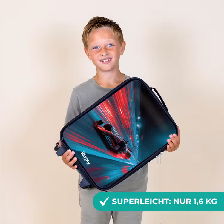Kinderkoffer - Rennwagen - Strecke - Neon - Beleuchtung — 2