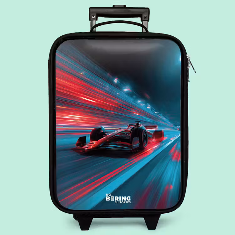 Kinderkoffer - Rennwagen - Strecke - Neon - Beleuchtung — 3
