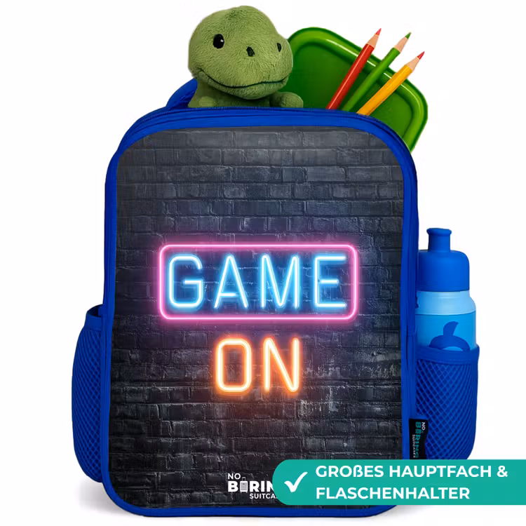 Kinderrucksack - Blau - Spiel - Buchstaben - Neon — 3