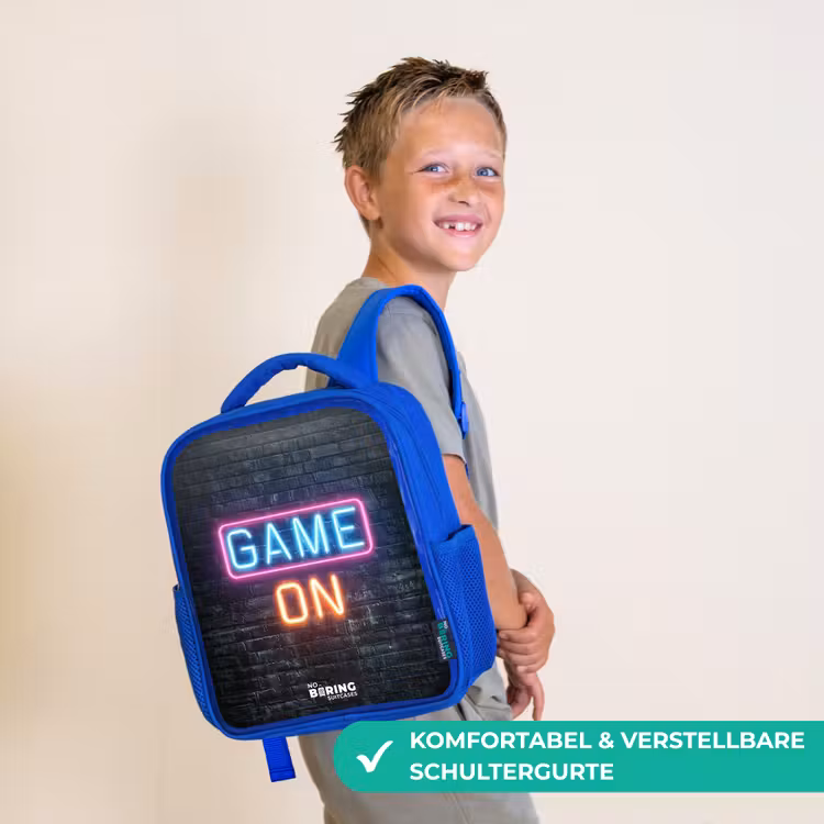 Kinderrucksack - Blau - Spiel - Buchstaben - Neon — 5