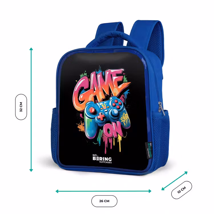 Kinderrucksack - Blau - Spiel - Controller - Graffiti - Neon — 6