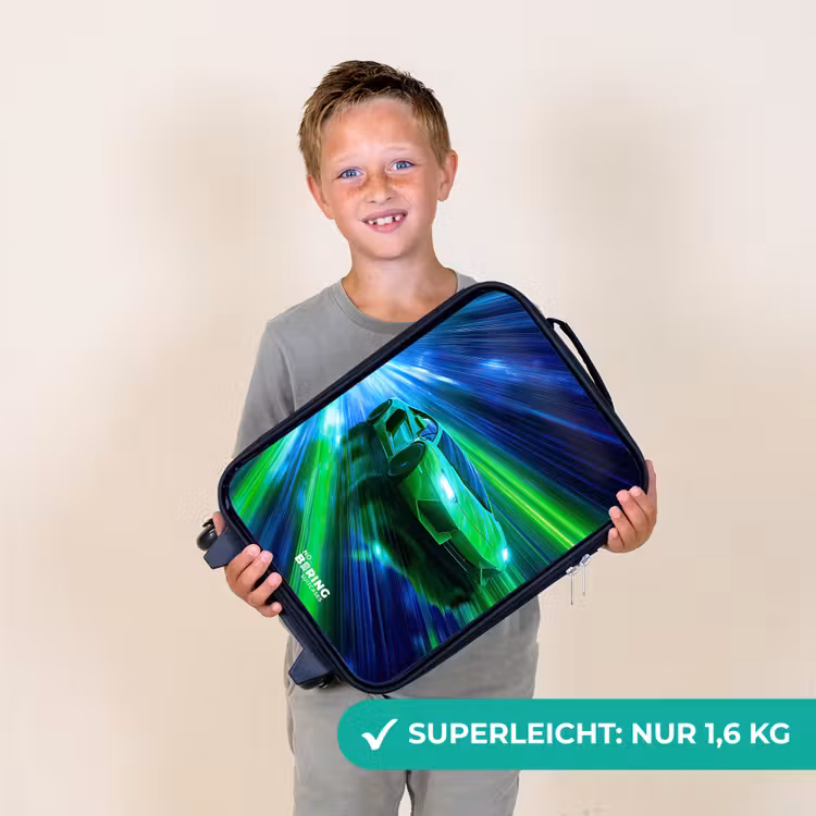 Kinderkoffer - Rennwagen - Hellgrün - Lichtstrahlen - Geschwindigkeit — 2