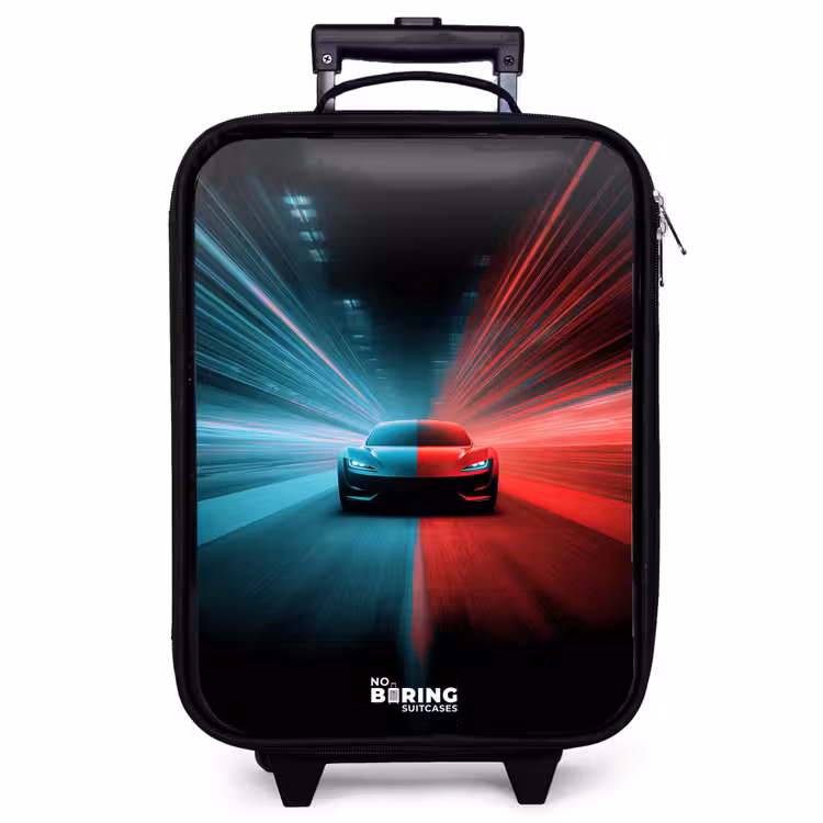 Kinderkoffer - Sportwagen - Lichtstrahlen - Neon - Blau — 1