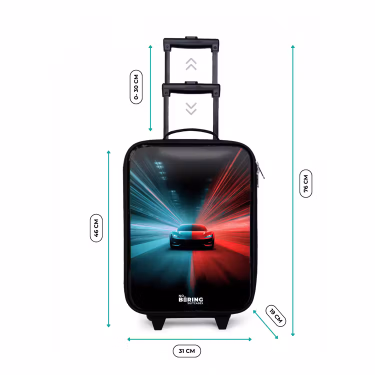 Kinderkoffer - Sportwagen - Lichtstrahlen - Neon - Blau — 7