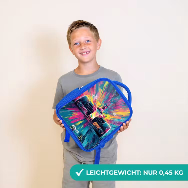Kinderrucksack - Blau - Rennwagen - Explosion - Bunt - Abstrakt — 4