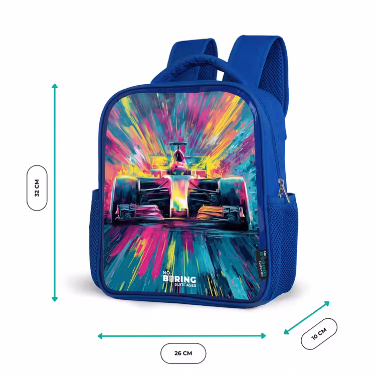 Kinderrucksack - Blau - Rennwagen - Explosion - Bunt - Abstrakt — 6