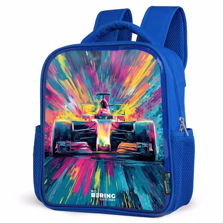 Kinderrucksack - Blau - Rennwagen - Explosion - Bunt - Abstrakt — 7