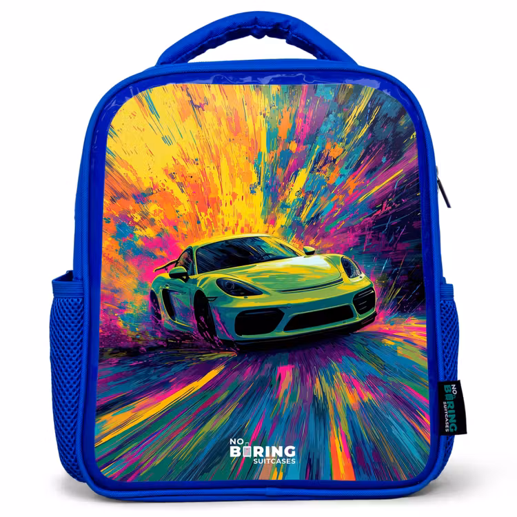 Kinderrucksack - Blau - Sportwagen - Explosion - Farbenfroh - Lackstreifen — 1