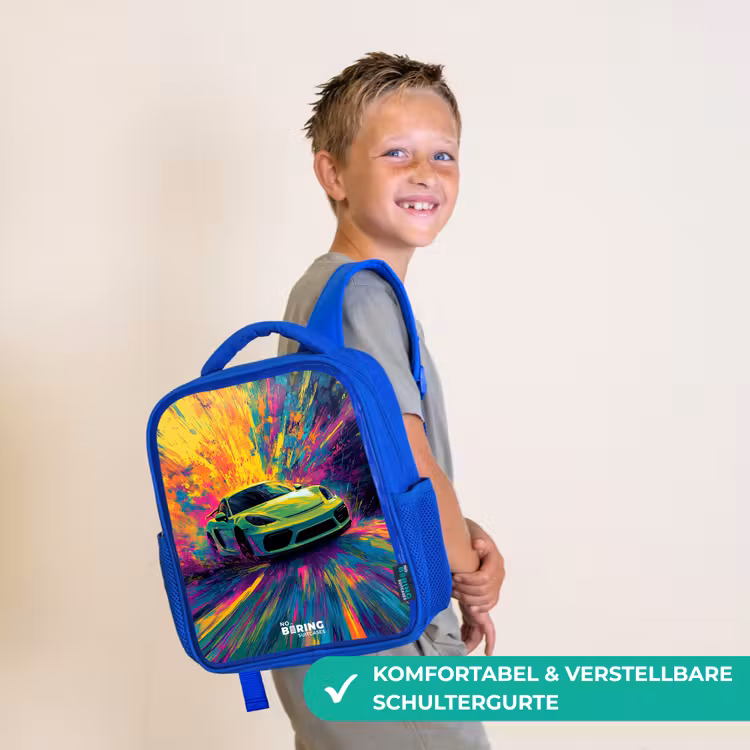 Kinderrucksack - Blau - Sportwagen - Explosion - Farbenfroh - Lackstreifen — 5