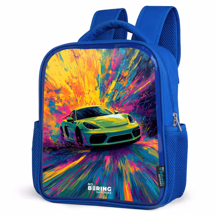 Kinderrucksack - Blau - Sportwagen - Explosion - Farbenfroh - Lackstreifen — 7