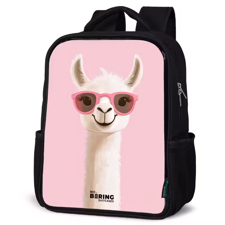 Kinderrucksack - Rosa - Lama - Weiß - Sonnenbrille - Wimpern — 4
