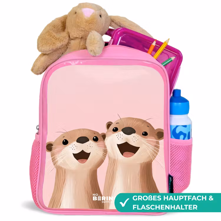 Kinderrucksack - Rosa - Otter - Lächeln - Rosa - Illustration — 3