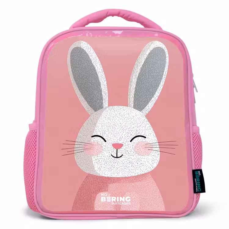 Kinderrucksack - Rosa - Rosa - Kaninchen - Lächeln - Illustration — 1