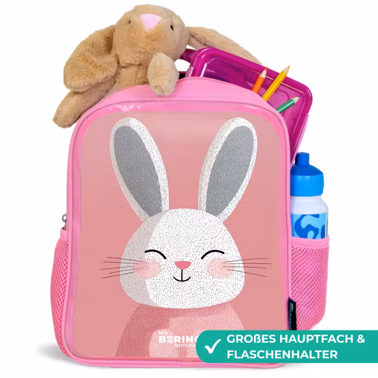 Kinderrucksack - Rosa - Rosa - Kaninchen - Lächeln - Illustration — 3