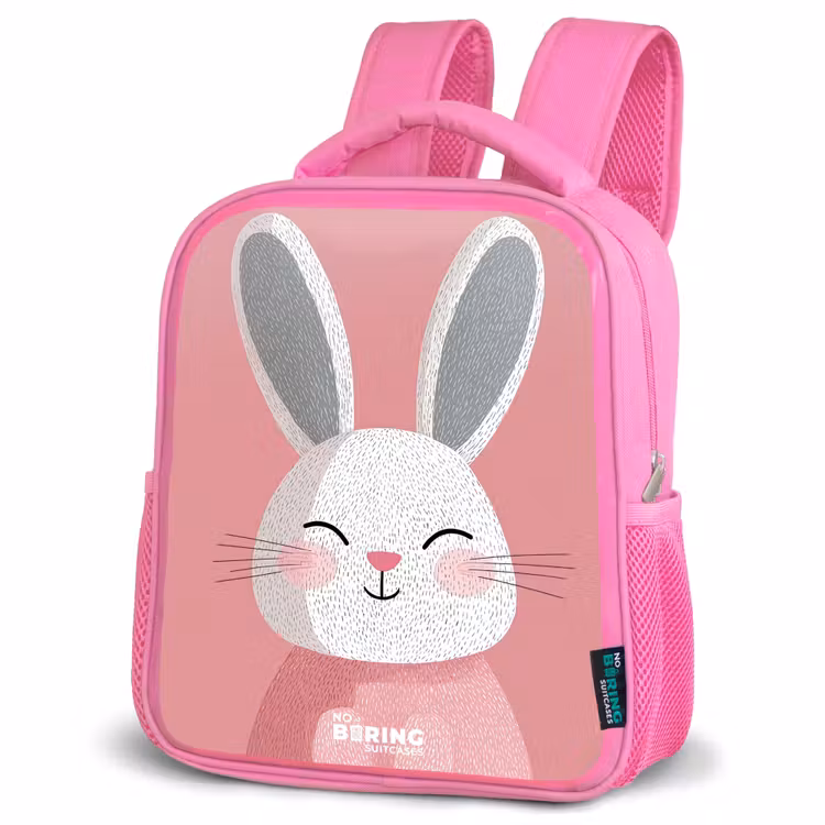 Kinderrucksack - Rosa - Rosa - Kaninchen - Lächeln - Illustration — 4