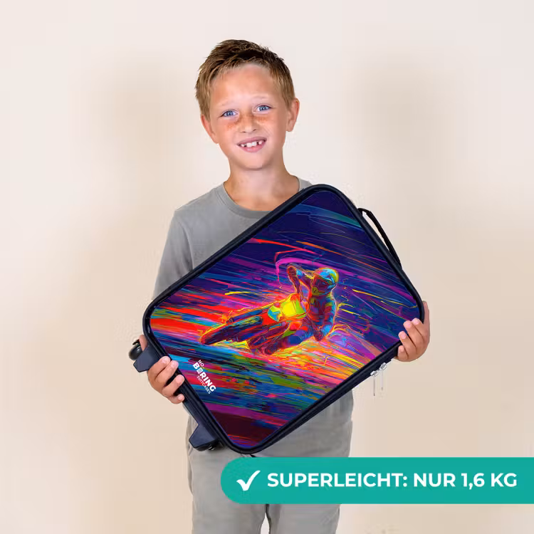 Kinderkoffer - Crossrad - Neonfarben - Linien - Helm — 2