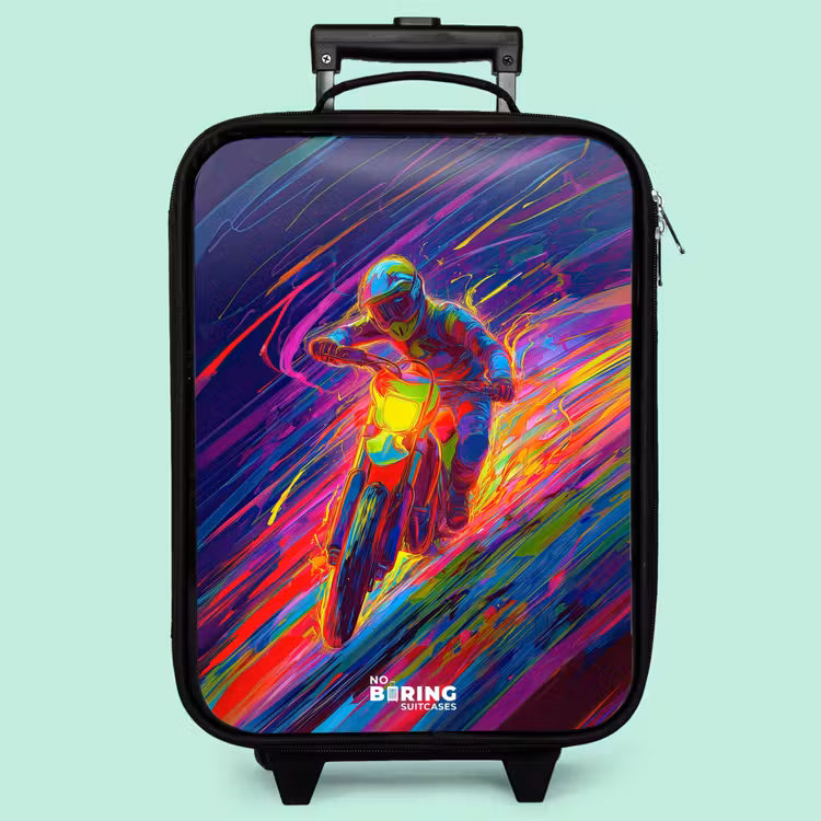 Kinderkoffer - Crossrad - Neonfarben - Linien - Helm — 3