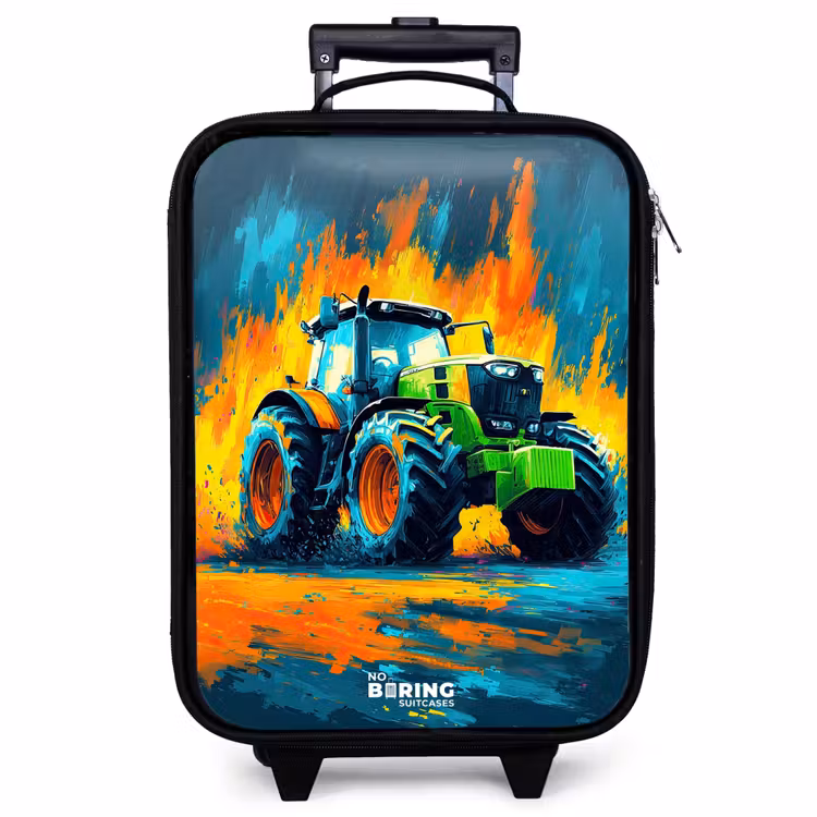 Kinderkoffer - Traktor - Grün - Abstrakt - Pinselstriche — 1