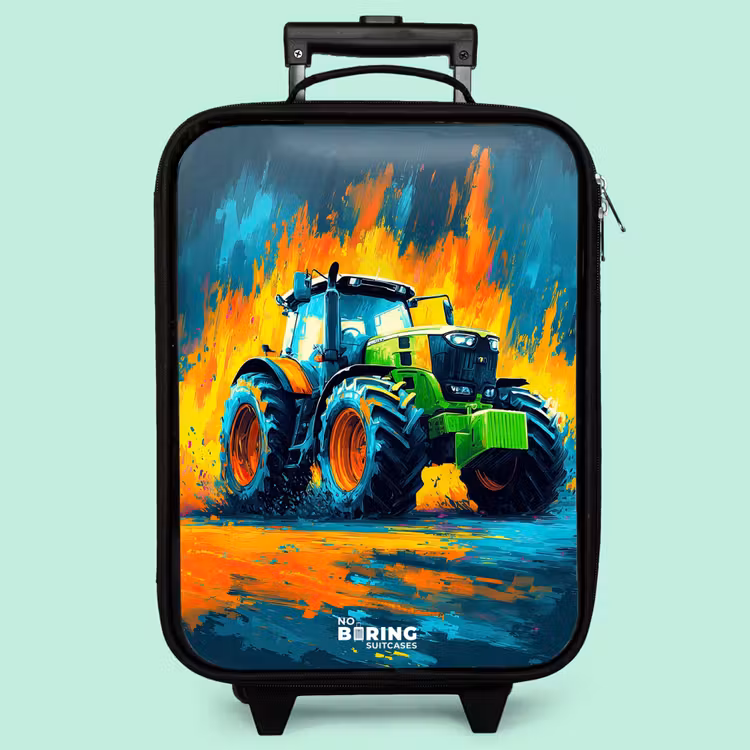 Kinderkoffer - Traktor - Grün - Abstrakt - Pinselstriche — 3