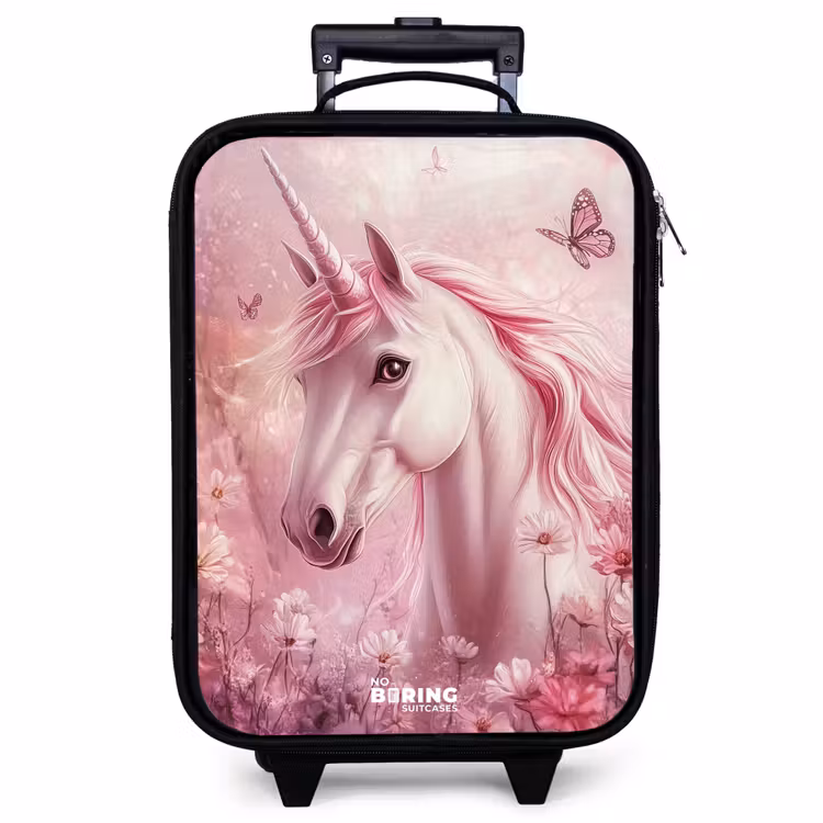 Kinderkoffer - Einhorn - Rosa - Schmetterlinge - Blumen — 1