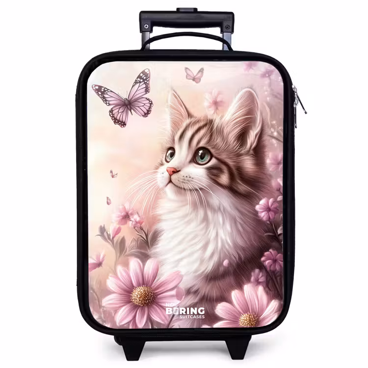 Kinderkoffer - Katze - Lila - Schmetterlinge - Blumen — 1