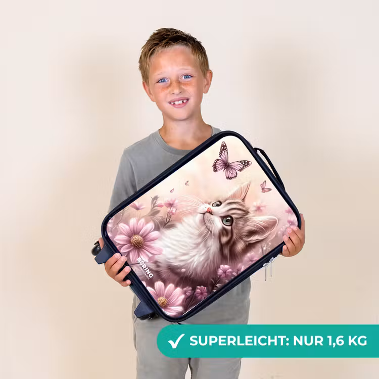 Kinderkoffer - Katze - Lila - Schmetterlinge - Blumen — 2