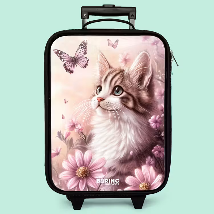 Kinderkoffer - Katze - Lila - Schmetterlinge - Blumen — 3