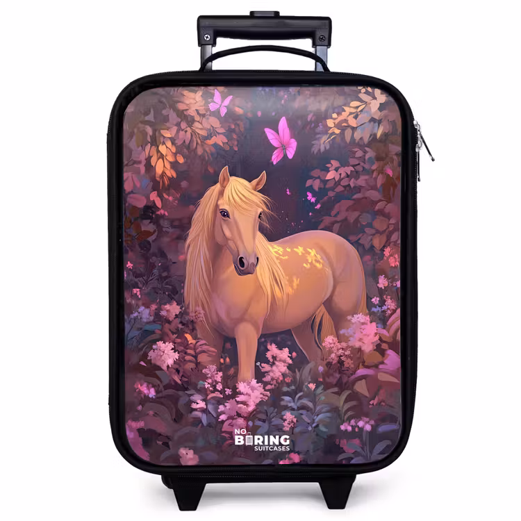 Kinderkoffer - Pferd - Blumen - Lila - Schmetterling — 1